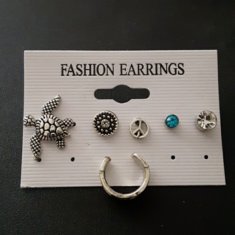 Turtle Earring & Ear Cuff Set - Picture 3 of 4
